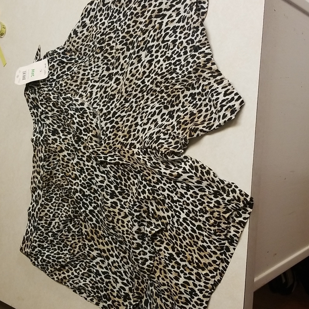 Emma James Petite Animal Print 100% Silk Skort Skirt Size 24w